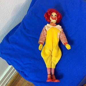 Vintage Colorful Clown Doll with Yellow Outfit and Red Hair